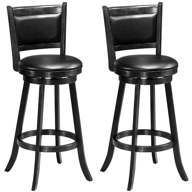 2-Pack 29" Wooden Counter Stools, 360° Swivel Bar Stools with Backs, Counter Height Stool, Upholstered Bar Chairs Dining Chairs