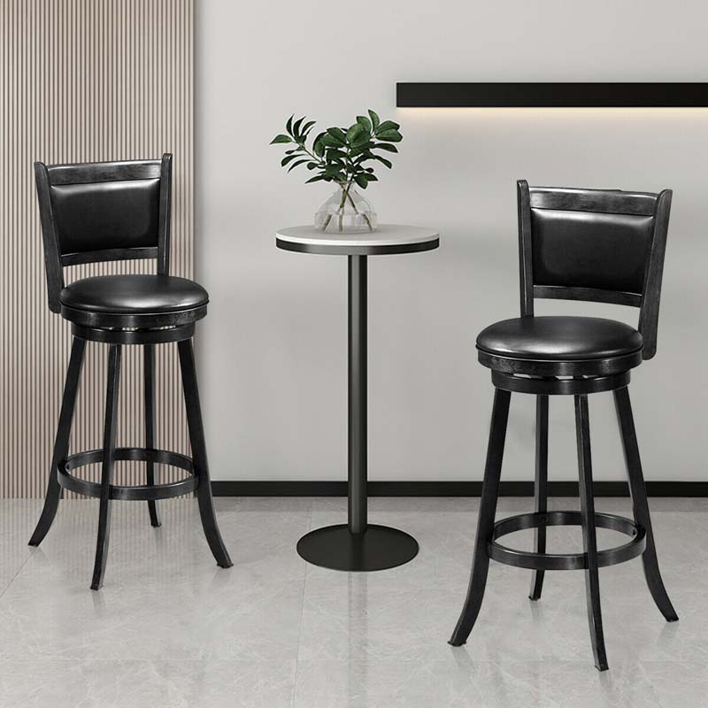 2-Pack 29" Wooden Counter Stools, 360° Swivel Bar Stools with Backs, Counter Height Stool, Upholstered Bar Chairs Dining Chairs