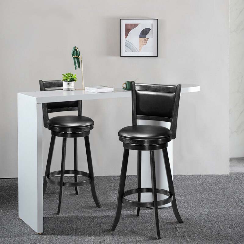 2-Pack 29" Wooden Counter Stools, 360° Swivel Bar Stools with Backs, Counter Height Stool, Upholstered Bar Chairs Dining Chairs