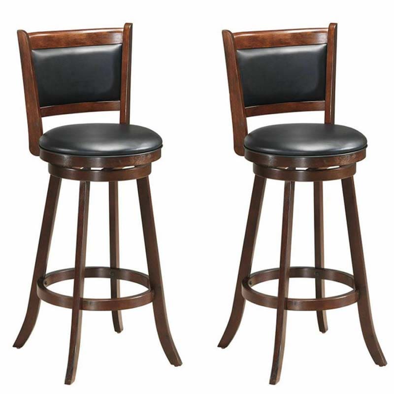2-Pack 29" Wooden Counter Stools, 360° Swivel Bar Stools with Backs, Counter Height Stool, Upholstered Bar Chairs Dining Chairs