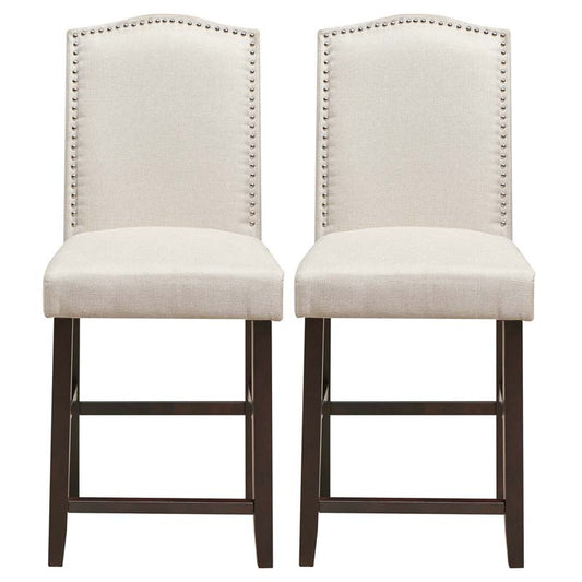 2-Pack 24" Fabric Nail Head High Back Bar Stools Counter Height Dining Chairs for Kitchen Island Pub