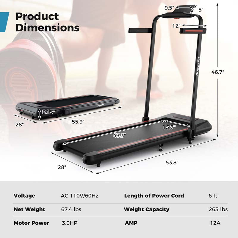 4 in 1 Under Desk Treadmill with Incline & Smart App Control, 3.0HP Foldable Walking Pad Treadmill for Running Jogging