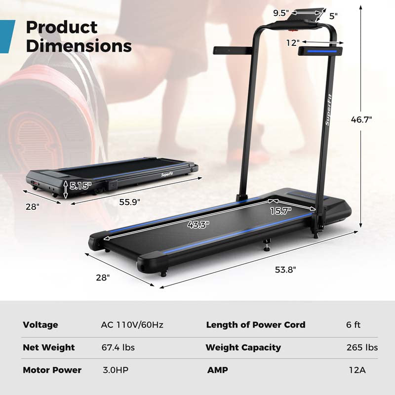 4 in 1 Under Desk Treadmill with Incline & Smart App Control, 3.0HP Foldable Walking Pad Treadmill for Running Jogging