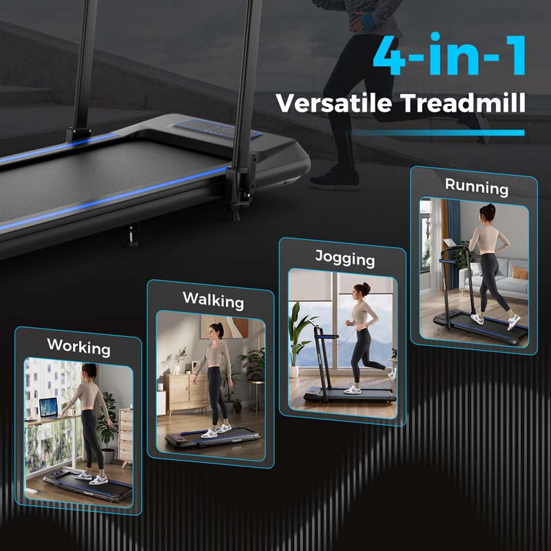 4 in 1 Under Desk Treadmill with Incline & Smart App Control, 3.0HP Foldable Walking Pad Treadmill for Running Jogging