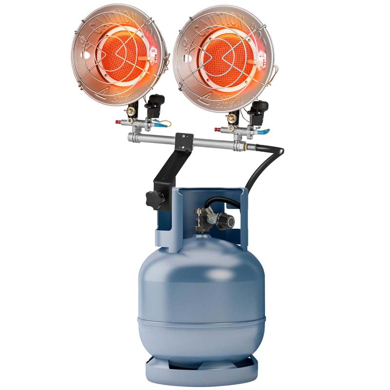 30,000 BTU Dual Head Propane Tank Top Heater with Adjustable Heat Settings & Tip-over Switch, Portable Outdoor Heater for Camping Fishing Hunting