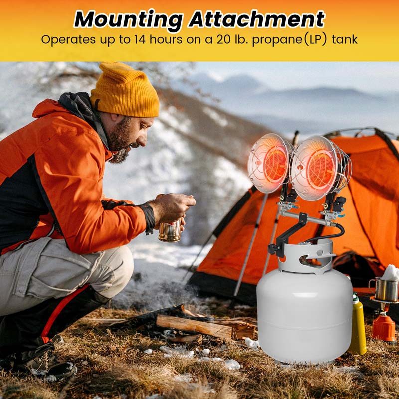 30,000 BTU Dual Head Propane Tank Top Heater with Adjustable Heat Settings & Tip-over Switch, Portable Outdoor Heater for Camping Fishing Hunting