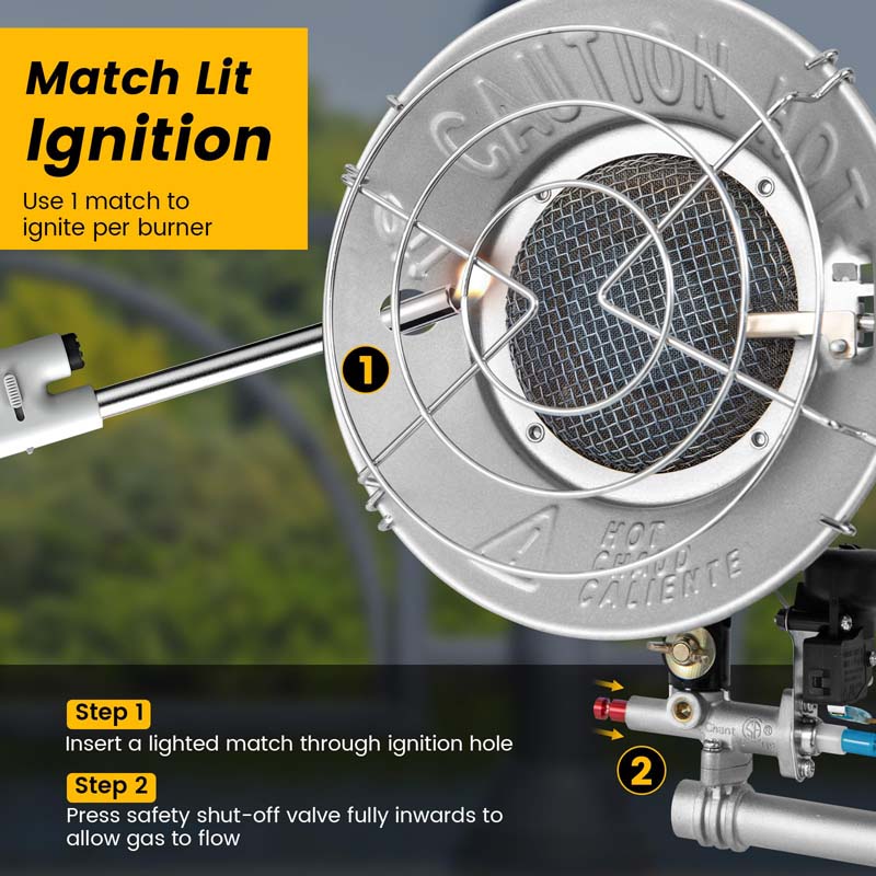 30,000 BTU Dual Head Propane Tank Top Heater with Adjustable Heat Settings & Tip-over Switch, Portable Outdoor Heater for Camping Fishing Hunting