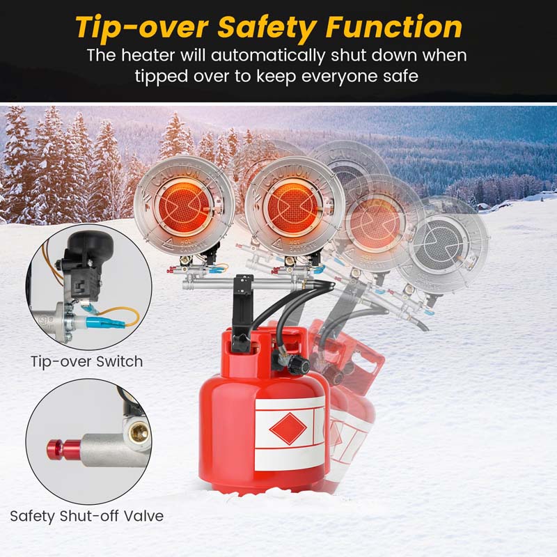 30,000 BTU Dual Head Propane Tank Top Heater with Adjustable Heat Settings & Tip-over Switch, Portable Outdoor Heater for Camping Fishing Hunting