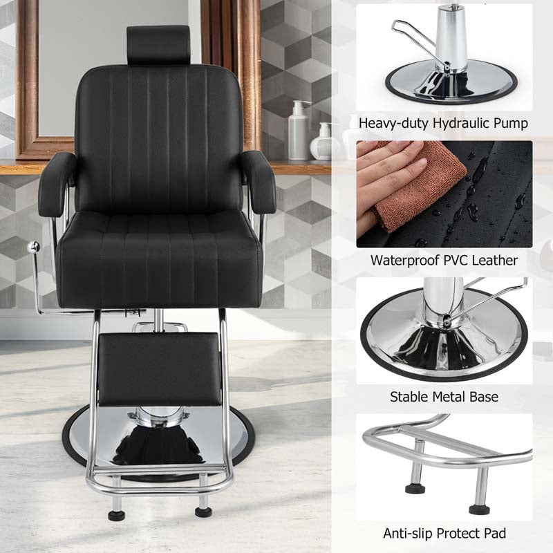360° Swivel Hydraulic Salon Barber Chair for Hair Stylist w/Headrest & Recline Backrest, Spa Equipment Tattoo Chair Makeup Station