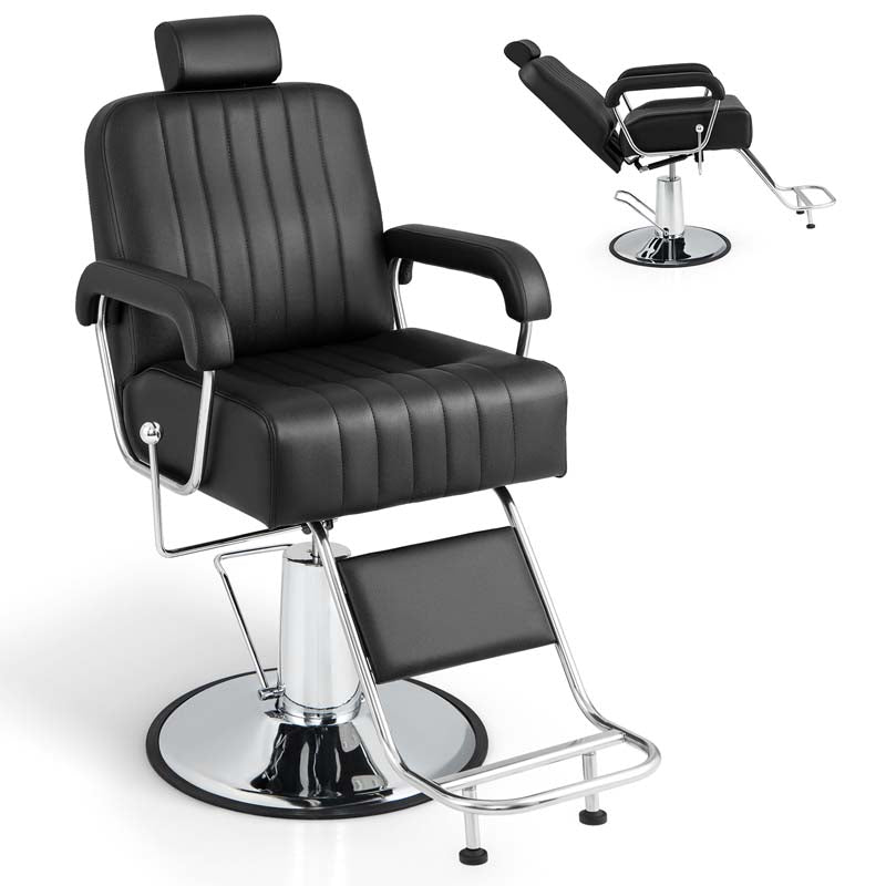 360° Swivel Hydraulic Salon Barber Chair for Hair Stylist w/Headrest & Recline Backrest, Spa Equipment Tattoo Chair Makeup Station
