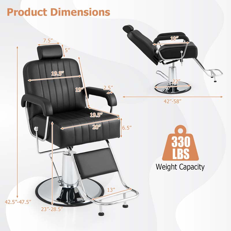 360° Swivel Hydraulic Salon Barber Chair for Hair Stylist w/Headrest & Recline Backrest, Spa Equipment Tattoo Chair Makeup Station