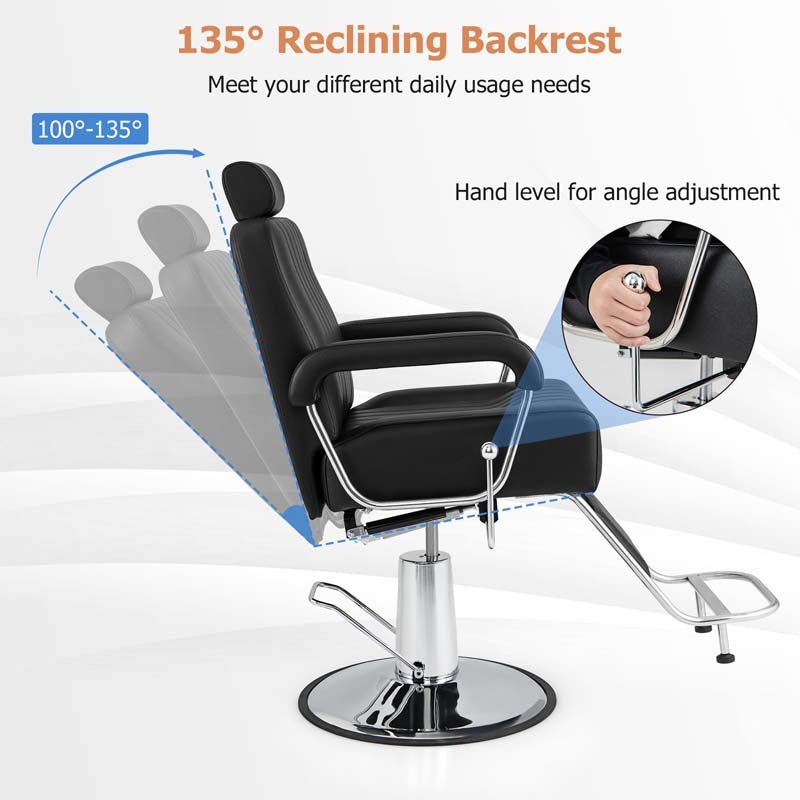 360° Swivel Hydraulic Salon Barber Chair for Hair Stylist w/Headrest & Recline Backrest, Spa Equipment Tattoo Chair Makeup Station