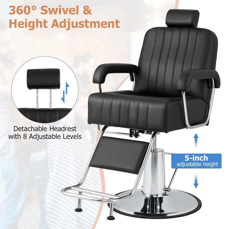 360° Swivel Hydraulic Salon Barber Chair for Hair Stylist w/Headrest & Recline Backrest, Spa Equipment Tattoo Chair Makeup Station