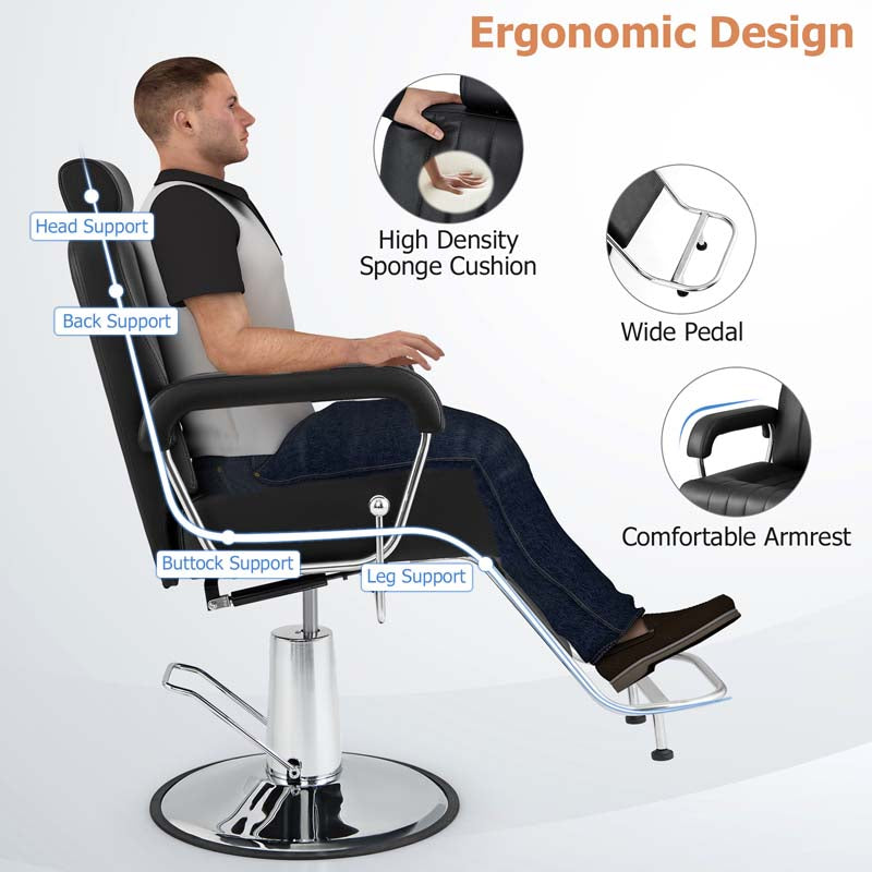 360° Swivel Hydraulic Salon Barber Chair for Hair Stylist w/Headrest & Recline Backrest, Spa Equipment Tattoo Chair Makeup Station