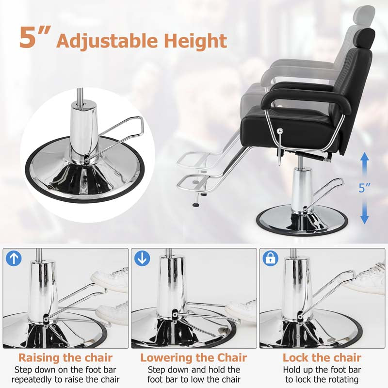 360° Swivel Hydraulic Salon Barber Chair for Hair Stylist w/Headrest & Recline Backrest, Spa Equipment Tattoo Chair Makeup Station