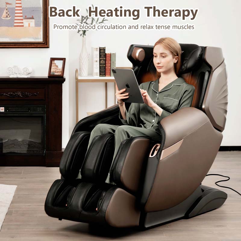 3D 55" SL-Track Shiatsu Full Body Zero Gravity Massage Chair with Back Heating Therapy