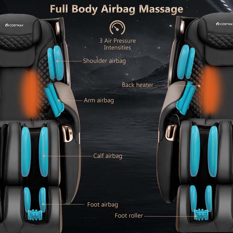 3D 55" SL-Track Shiatsu Full Body Zero Gravity Massage Chair with Back Heating Therapy