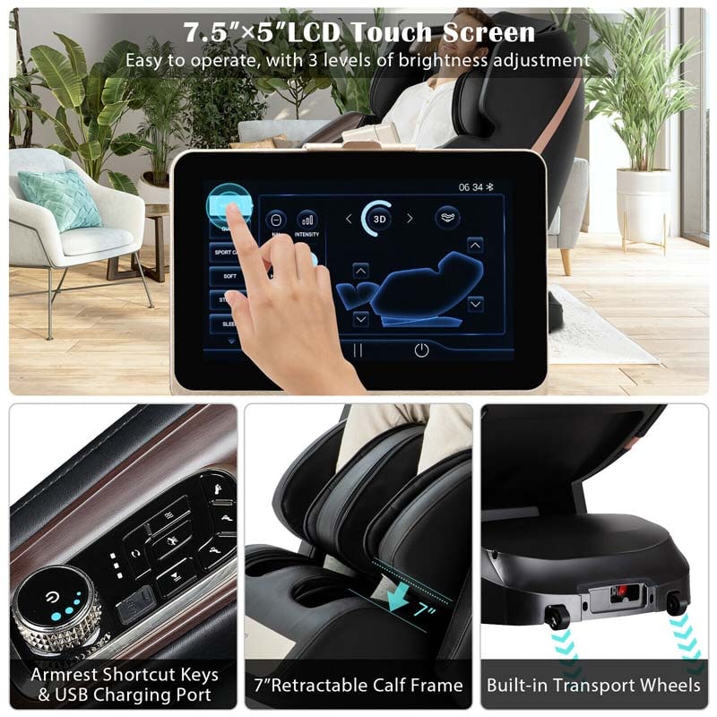 3D SL-Track Full Body Massage Chair Zero Gravity Massage Recliner with 7" LCD Touch Screen
