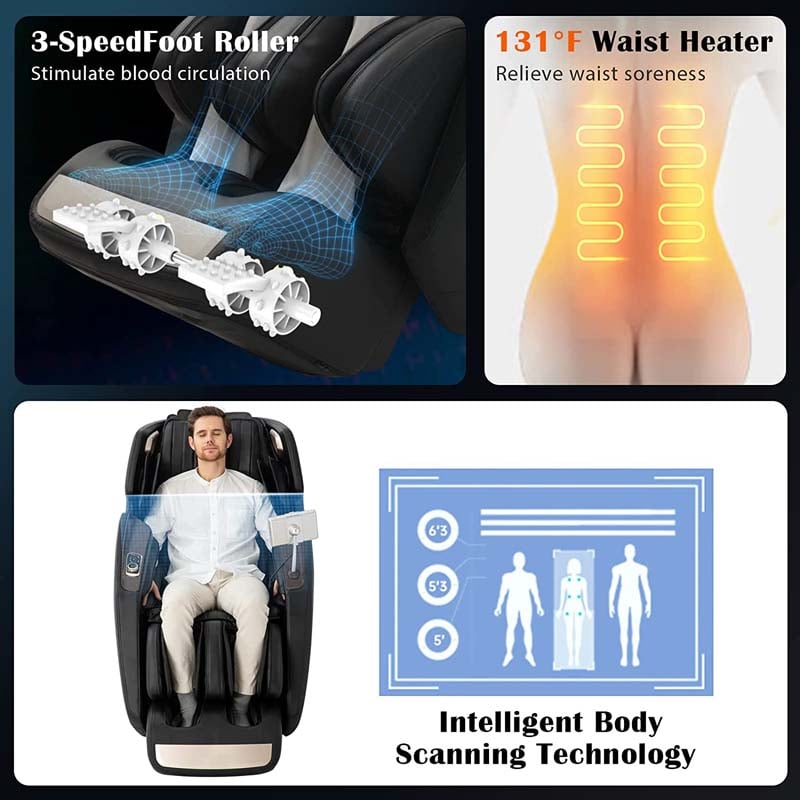3D SL-Track Full Body Massage Chair Zero Gravity Massage Recliner with 7" LCD Touch Screen