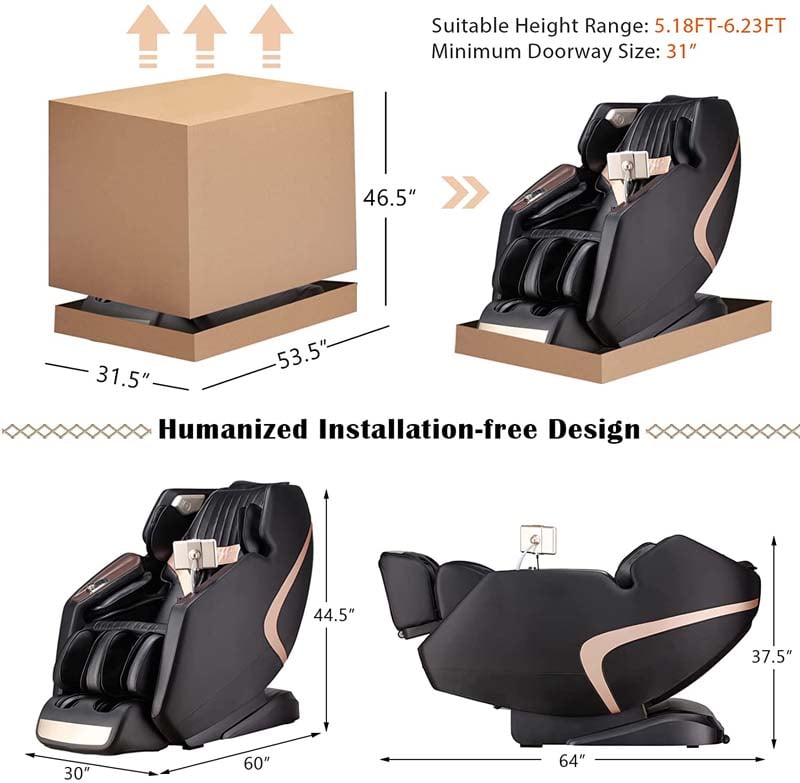3D SL-Track Full Body Massage Chair Zero Gravity Massage Recliner with 7" LCD Touch Screen
