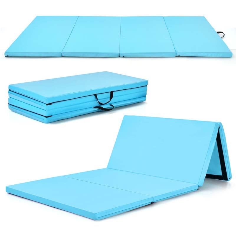8' x 4' Anti-Tear Folding Gymnastics Mat for Yoga Fitness, 2" Thick 4-Panel Exercise Tumbling Mat with Carrying Handles