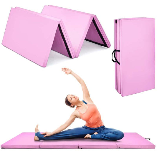 8' x 4' Anti-Tear Folding Gymnastics Mat for Yoga Fitness, 2" Thick 4-Panel Exercise Tumbling Mat with Carrying Handles