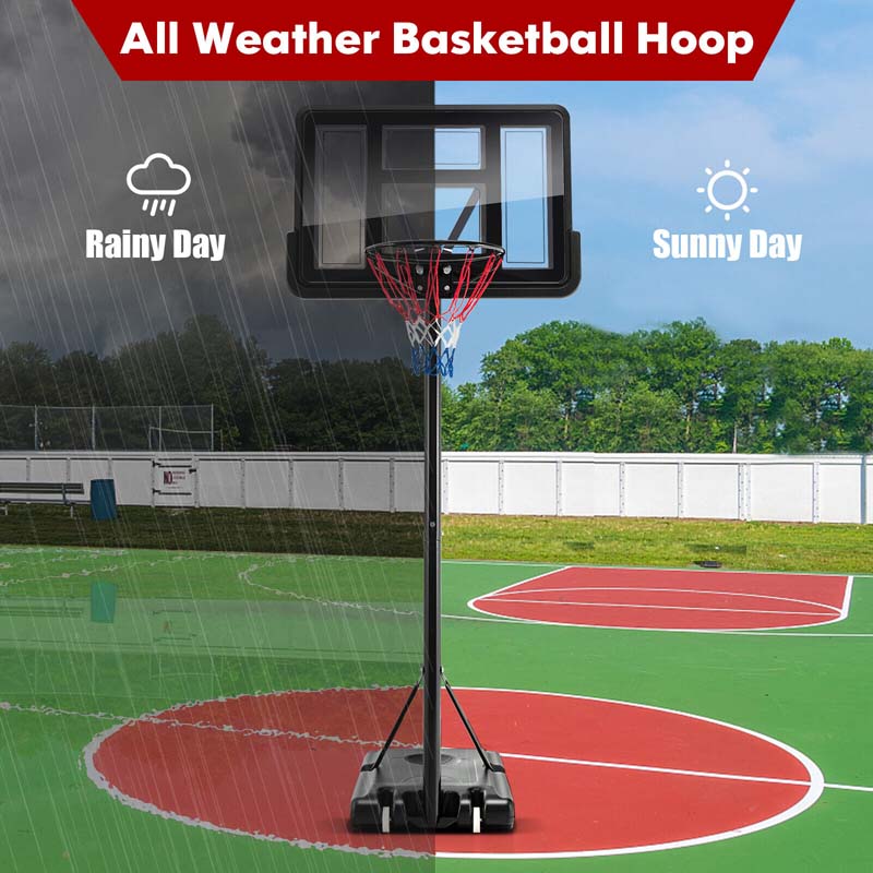 4.25-10FT Portable Basketball Hoop Outdoor, Height Adjustable Basketball Goal System w/44" Backboard 2 Nets
