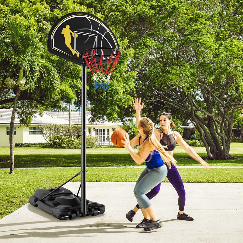 4.25-10FT Portable Basketball Hoop Outdoor Indoor Basketball Goal Hoop System with 44" Backboard & Fillable Base