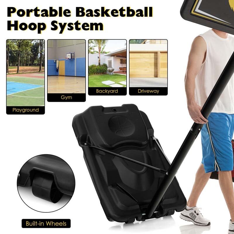 4.25-10FT Portable Basketball Hoop Outdoor Indoor Basketball Goal Hoop System with 44" Backboard & Fillable Base