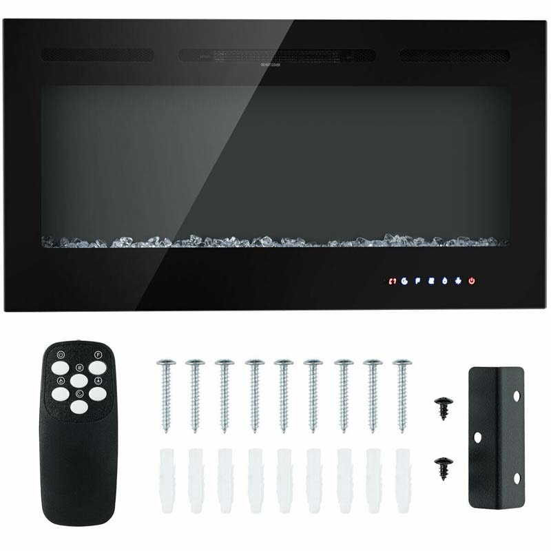 40" Ultra-Thin Recessed Electric Fireplace Insert, 1500W Wall-mounted Fireplace Heater with 9 Flame Colors