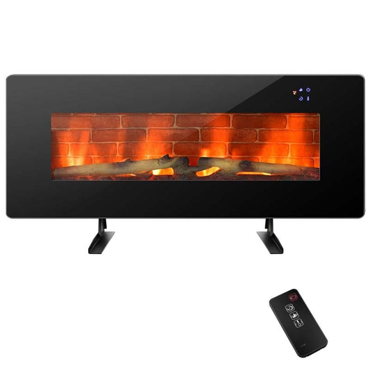 42" Electric Fireplace with 7 Realistic Flame Colors, 1400W Freestanding & Wall-Mounted Electric Fireplace Heater