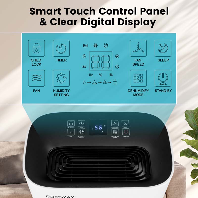 73 Pints 4500 Sq. Ft Quiet Air Dehumidifier for Basements with 5 Modes, 3-Color Indicator Light, 1.7 Gallon Water Tank, 24H Timer