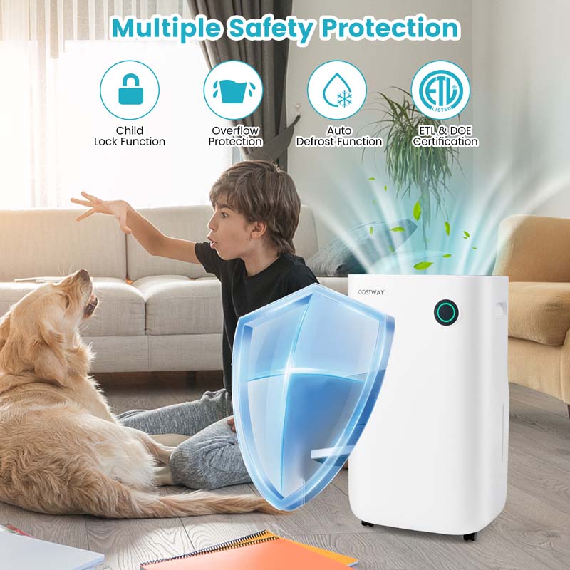 73 Pints 4500 Sq. Ft Quiet Air Dehumidifier for Basements with 5 Modes, 3-Color Indicator Light, 1.7 Gallon Water Tank, 24H Timer