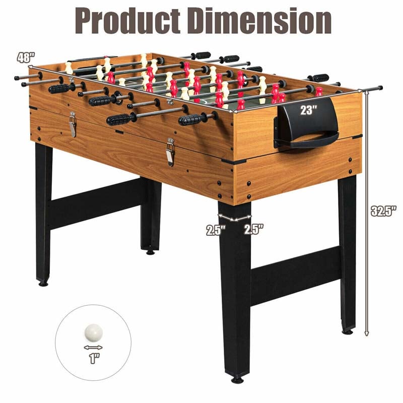 48" 3-in-1 Combo Game Table with Soccer, Billiard, Slide Hockey, Wood Multi Game Table Foosball Table for Game Room