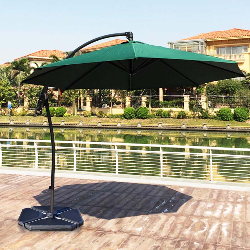 4Pcs 195lbs Patio Cantilever Offset Umbrella Base Weight Stand, Water Sand Filled Weight Outdoor Market Umbrella Base Plate w/Easy-Filling Spouts