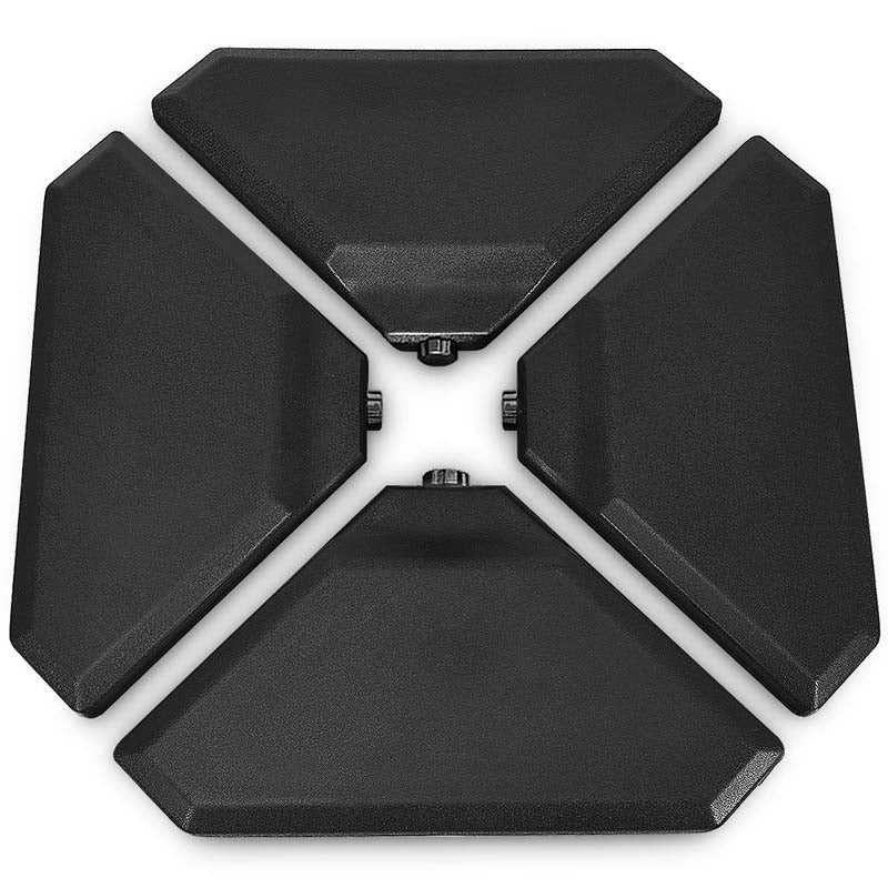4Pcs 195lbs Patio Cantilever Offset Umbrella Base Weight Stand, Water Sand Filled Weight Outdoor Market Umbrella Base Plate w/Easy-Filling Spouts
