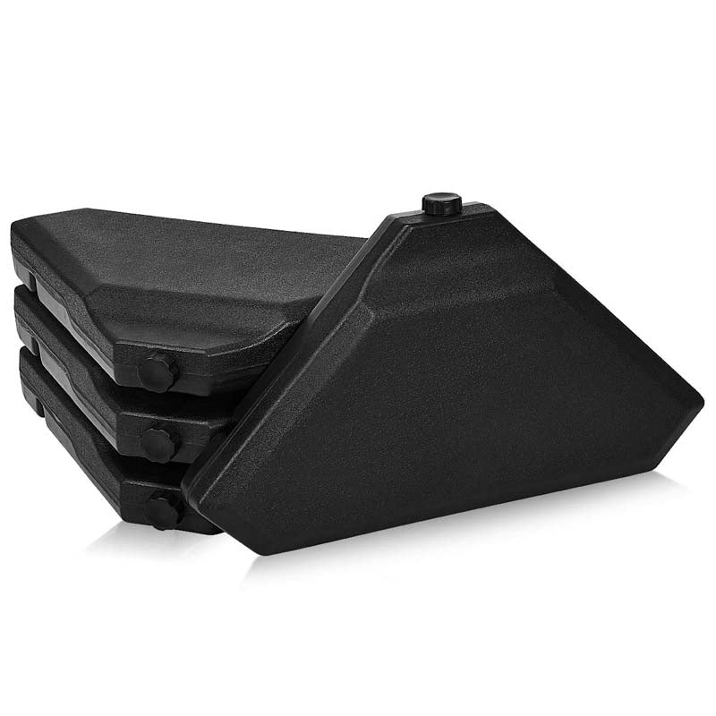 4Pcs 195lbs Patio Cantilever Offset Umbrella Base Weight Stand, Water Sand Filled Weight Outdoor Market Umbrella Base Plate w/Easy-Filling Spouts