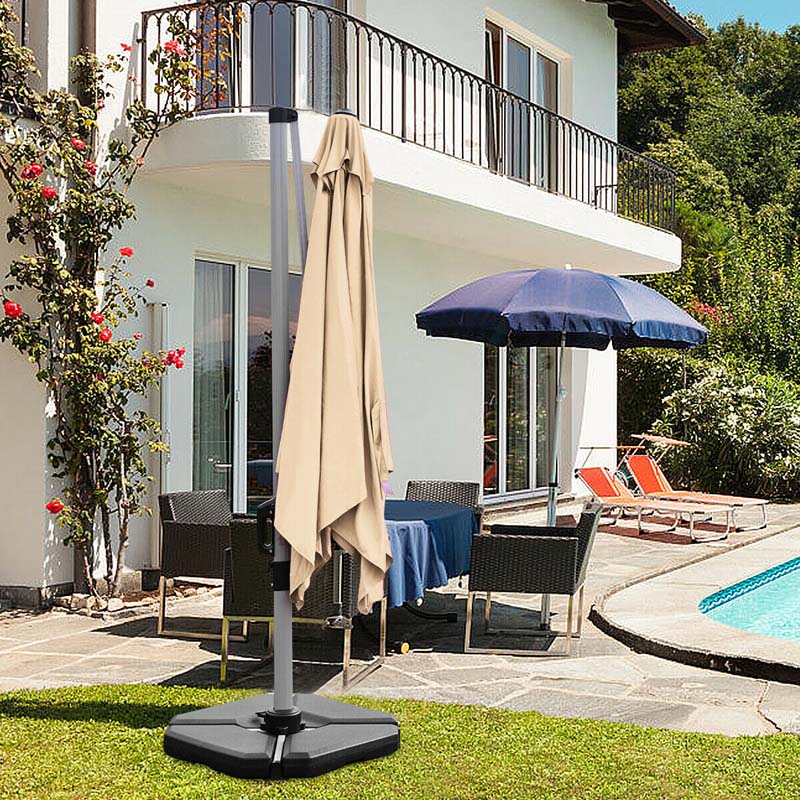 4Pcs 195lbs Patio Cantilever Offset Umbrella Base Weight Stand, Water Sand Filled Weight Outdoor Market Umbrella Base Plate w/Easy-Filling Spouts