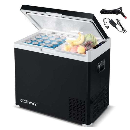 53QT Portable Car Fridge Freezer for Camping Travel, Dual-zone Electric Cooler w/-4?~68? Adjustable Range, 12/24V DC & 110-240V AC