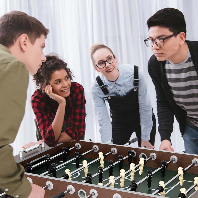 54" Wood Foosball Table Soccer Game Table Competition Sized Football Arcade for Game Room Sport