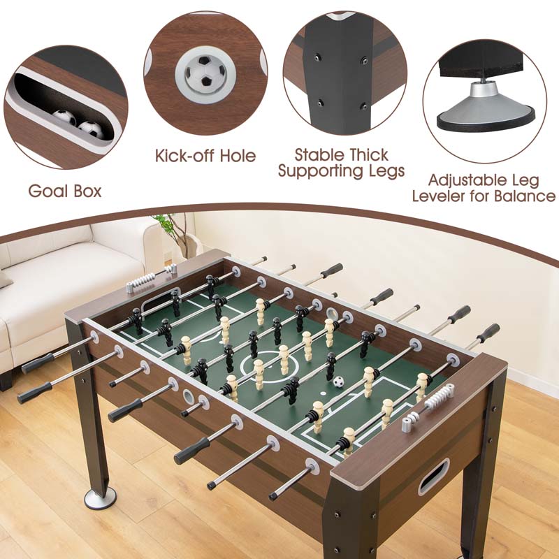 54" Wood Foosball Table Soccer Game Table Competition Sized Football Arcade for Game Room Sport