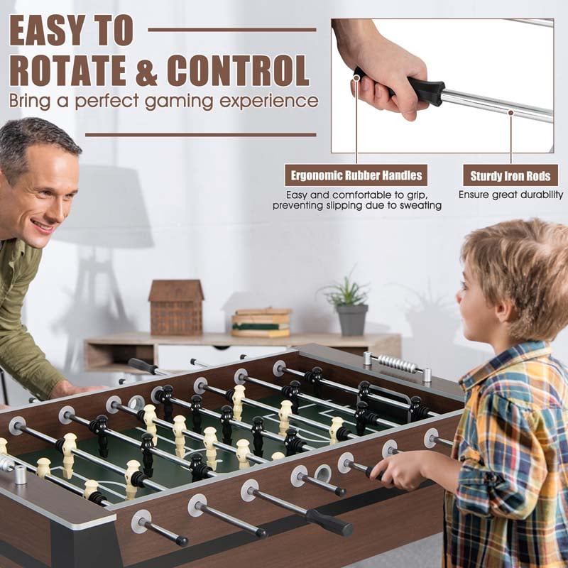 54" Wood Foosball Table Soccer Game Table Competition Sized Football Arcade for Game Room Sport