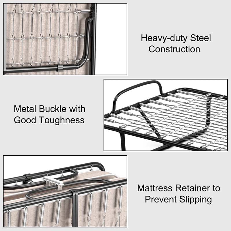 79" x 39" Rollaway Folding Bed with 5" Memory Foam Mattress, Twin Size Portable Guest Bed with Wheels