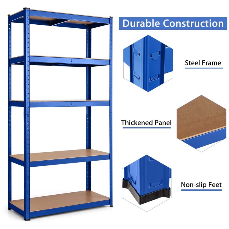 Blue 30" x 12" x 60" 5-Tier Storage Shelving Unit, 2000 lbs Capacity Heavy Duty Metal Utility Shelves, Adjustable Storage Racks