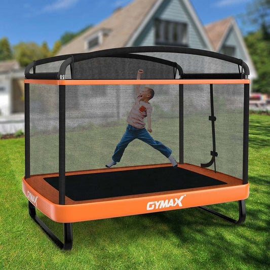 6 FT Kids Trampoline with Swing & Enclosure Safety Net, ASTM Approved Toddler Rectangle Trampoline for 3-8 Year Old