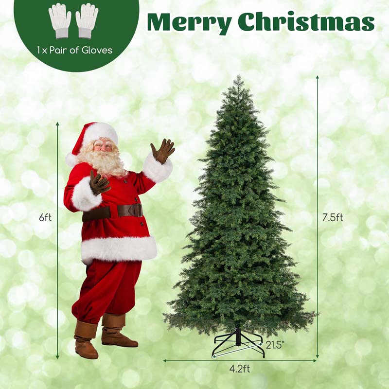 6/7.5 FT Pre-Lit Artificial Christmas Tree, Hinged Xmas Tree with 300/400 Multicolored & LED Lights, 11 Modes, 721/1019 PVC & PE Tips, Remote