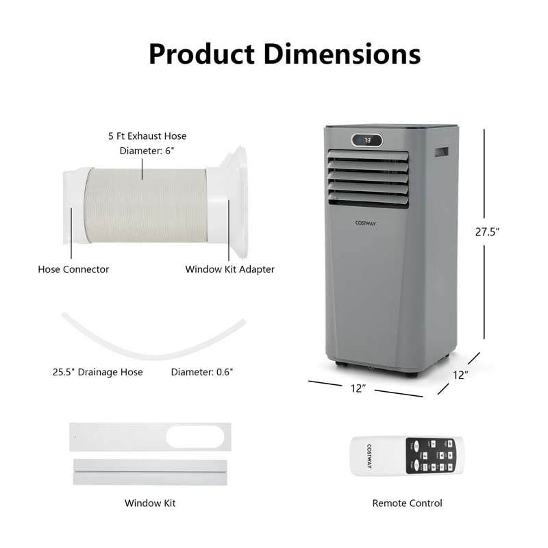 8000 BTU 3-in-1 Portable Air Conditioner Air Cooler Fan Dehumidifier with Remote, 24H Timer, Child Lock