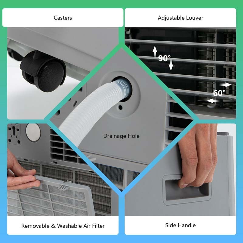 8000 BTU 3-in-1 Portable Air Conditioner Air Cooler Fan Dehumidifier with Remote, 24H Timer, Child Lock