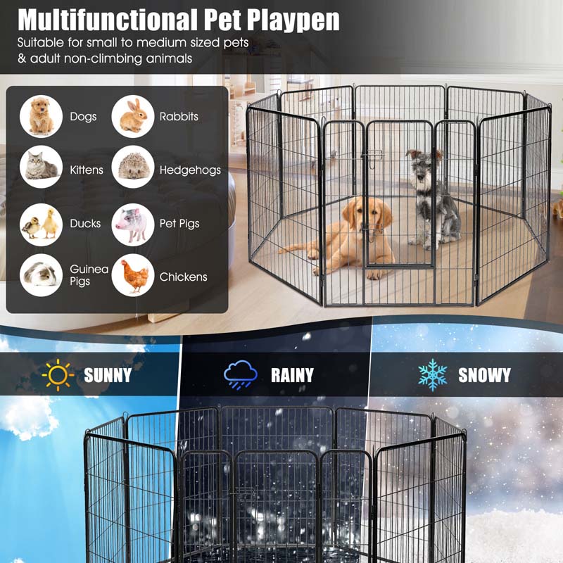 40" 16/8 Panel Pet Playpen with Door, Foldable Dog Exercise Pen, Metal Dog Puppy Cat Fence Barrier Kennel