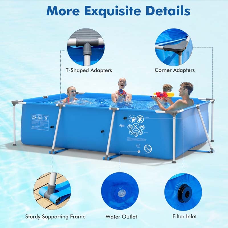 10 x 6.7 x 2.5 FT Rectangular Above Ground Pool with Pool Cover, CPSIA Certified Steel Frame Outdoor Swimming Pool